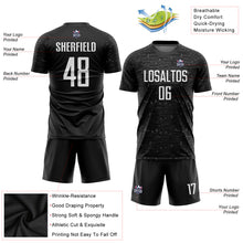 Laden Sie das Bild in den Galerie-Viewer, Custom Black White Sublimation Soccer Uniform Jersey
