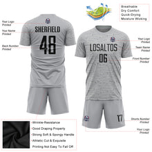 Laden Sie das Bild in den Galerie-Viewer, Custom Gray Black Sublimation Soccer Uniform Jersey
