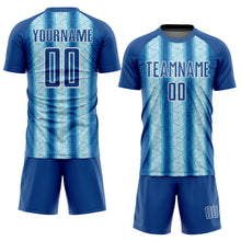 Load image into Gallery viewer, Custom Blue Light Blue-White Ethnic Stripes Sublimation Soccer Uniform Jersey
