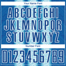 Laden Sie das Bild in den Galerie-Viewer, Custom Blue Light Blue-White Ethnic Stripes Sublimation Soccer Uniform Jersey
