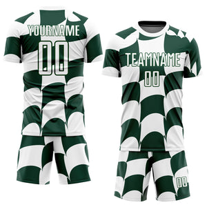 Custom White Green Plaid Sublimation Soccer Uniform Jersey