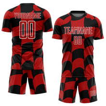 Laden Sie das Bild in den Galerie-Viewer, Custom Black Red-White Plaid Sublimation Soccer Uniform Jersey
