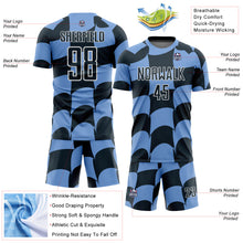 Laden Sie das Bild in den Galerie-Viewer, Custom Light Blue Royal-White Plaid Sublimation Soccer Uniform Jersey
