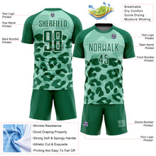 Laden Sie das Bild in den Galerie-Viewer, Custom Pea Green Kelly Green-White Animal Print Sublimation Soccer Uniform Jersey
