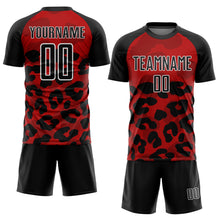 Laden Sie das Bild in den Galerie-Viewer, Custom Red Black-White Animal Print Sublimation Soccer Uniform Jersey
