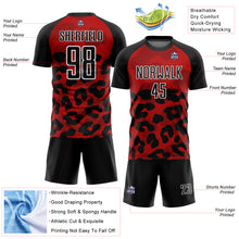 Laden Sie das Bild in den Galerie-Viewer, Custom Red Black-White Animal Print Sublimation Soccer Uniform Jersey
