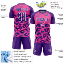 Laden Sie das Bild in den Galerie-Viewer, Custom Pink Purple-White Animal Print Sublimation Soccer Uniform Jersey
