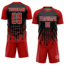 Laden Sie das Bild in den Galerie-Viewer, Custom Red Black-White Abstract Fluid Wave Sublimation Soccer Uniform Jersey
