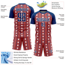 Load image into Gallery viewer, Custom Red Royal-White Stars And Stripes Sublimation Soccer Uniform Jersey
