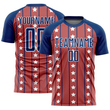 Laden Sie das Bild in den Galerie-Viewer, Custom Red Royal-White Stars And Stripes Sublimation Soccer Uniform Jersey
