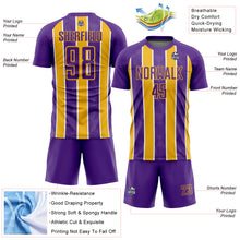 Load image into Gallery viewer, Custom Purple Gold-White Stripes Sublimation Soccer Uniform Jersey

