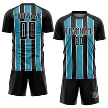 Load image into Gallery viewer, Custom Black Panther Blue-White Stripes Sublimation Soccer Uniform Jersey
