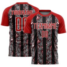 Load image into Gallery viewer, Custom Red Black-White Flowers Sublimation Soccer Uniform Jersey
