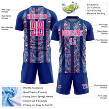 Load image into Gallery viewer, Custom Royal Pink-White Flowers Sublimation Soccer Uniform Jersey
