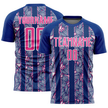 Load image into Gallery viewer, Custom Royal Pink-White Flowers Sublimation Soccer Uniform Jersey
