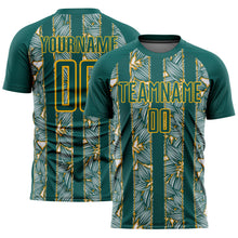 Charger l&#39;image dans la galerie, Custom Midnight Green Gold Flowers Sublimation Soccer Uniform Jersey
