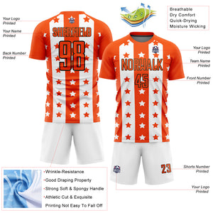 Custom Orange Black-White Stars And Stripes Sublimation Soccer Uniform Jersey