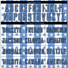 Load image into Gallery viewer, Custom Light Blue Black-White Stars And Stripes Sublimation Soccer Uniform Jersey
