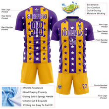 Laden Sie das Bild in den Galerie-Viewer, Custom Purple Gold-White Stars And Stripes Sublimation Soccer Uniform Jersey
