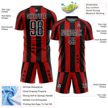 Laden Sie das Bild in den Galerie-Viewer, Custom Red Black-White Stars And Squares Sublimation Soccer Uniform Jersey
