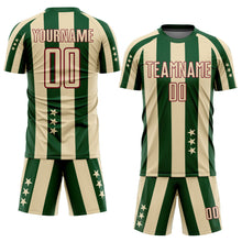 Load image into Gallery viewer, Custom City Cream Green-Crimson Stars And Squares Sublimation Soccer Uniform Jersey
