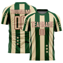 Load image into Gallery viewer, Custom City Cream Green-Crimson Stars And Squares Sublimation Soccer Uniform Jersey
