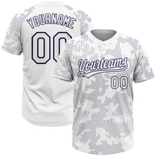 Load image into Gallery viewer, Custom White White-Navy 3D Pattern Two-Button Unisex Softball Jersey
