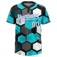 Laden Sie das Bild in den Galerie-Viewer, Custom Sky Blue White Black-Light Blue 3D Pattern Two-Button Unisex Softball Jersey
