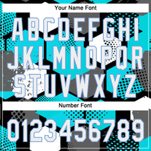 Laden Sie das Bild in den Galerie-Viewer, Custom Sky Blue White Black-Light Blue 3D Pattern Two-Button Unisex Softball Jersey
