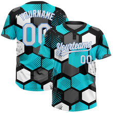Laden Sie das Bild in den Galerie-Viewer, Custom Sky Blue White Black-Light Blue 3D Pattern Two-Button Unisex Softball Jersey

