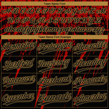Laden Sie das Bild in den Galerie-Viewer, Custom Black Black Red-Old Gold 3D Pattern Two-Button Unisex Softball Jersey
