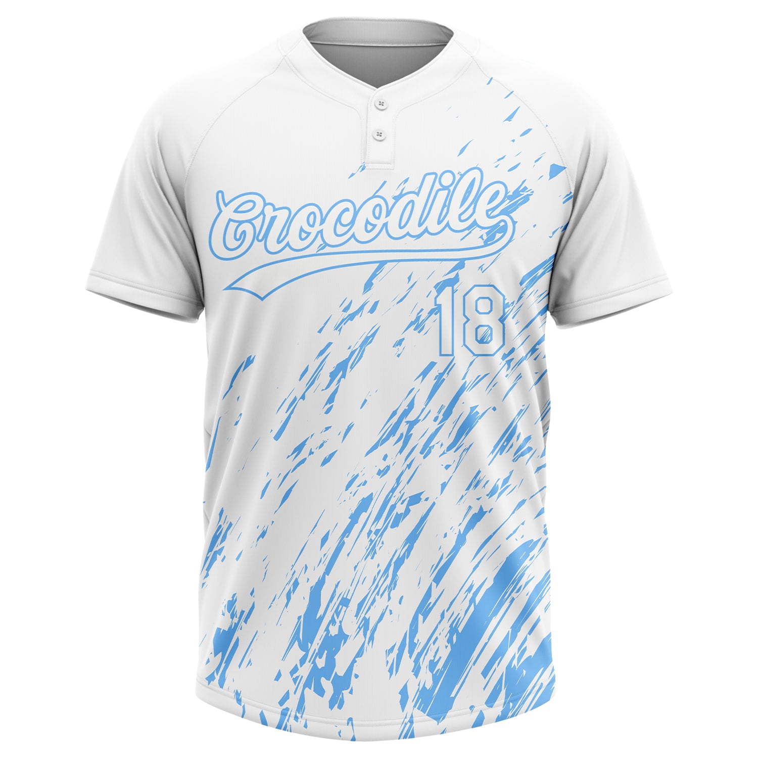 Custom Sky Blue White Black-Light Blue 3D Pattern Two-Button Unisex  Softball Jersey