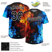 Laden Sie das Bild in den Galerie-Viewer, Custom Figure Black-White Flame 3D Pattern Two-Button Unisex Softball Jersey
