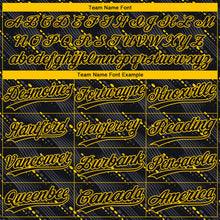Load image into Gallery viewer, Custom Black Black-Gold 3D Pattern Two-Button Unisex Softball Jersey
