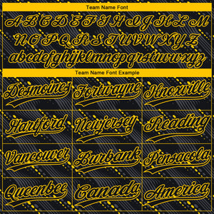 Custom Black Black-Gold 3D Pattern Two-Button Unisex Softball Jersey