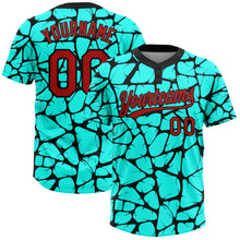 Laden Sie das Bild in den Galerie-Viewer, Custom Aqua Red-Black 3D Pattern Two-Button Unisex Softball Jersey
