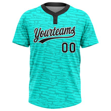 Загрузить изображение в средство просмотра галереи, Custom Teal Black-White 3D Pattern Two-Button Unisex Softball Jersey
