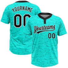 Загрузить изображение в средство просмотра галереи, Custom Teal Black-White 3D Pattern Two-Button Unisex Softball Jersey

