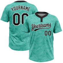Загрузить изображение в средство просмотра галереи, Custom Teal Black-White 3D Pattern Two-Button Unisex Softball Jersey

