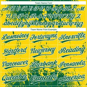 Custom Gold Green-White 3D Pattern Two-Button Unisex Softball Jersey