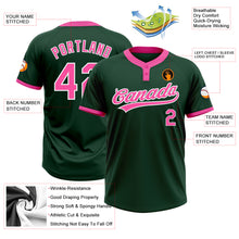 Laden Sie das Bild in den Galerie-Viewer, Custom Green Pink-White Two-Button Unisex Softball Jersey
