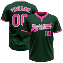 Laden Sie das Bild in den Galerie-Viewer, Custom Green Pink-White Two-Button Unisex Softball Jersey
