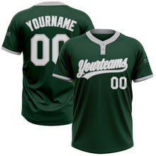 Laden Sie das Bild in den Galerie-Viewer, Custom Green White-Gray Two-Button Unisex Softball Jersey
