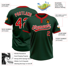 Load image into Gallery viewer, Custom Green Red-White Two-Button Unisex Softball Jersey
