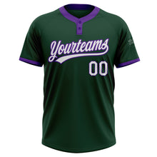Load image into Gallery viewer, Custom Green White-Purple Two-Button Unisex Softball Jersey
