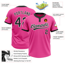 Laden Sie das Bild in den Galerie-Viewer, Custom Pink Black-White Two-Button Unisex Softball Jersey
