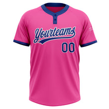 Load image into Gallery viewer, Custom Pink Royal-White Two-Button Unisex Softball Jersey
