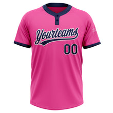 Load image into Gallery viewer, Custom Pink Navy-White Two-Button Unisex Softball Jersey

