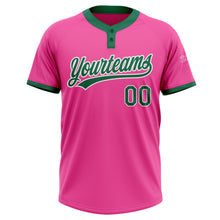 Laden Sie das Bild in den Galerie-Viewer, Custom Pink Kelly Green-White Two-Button Unisex Softball Jersey
