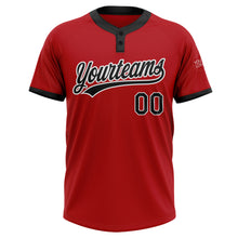Laden Sie das Bild in den Galerie-Viewer, Custom Red Black-White Two-Button Unisex Softball Jersey

